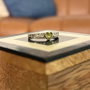 White Gold Peridot Promise Ring